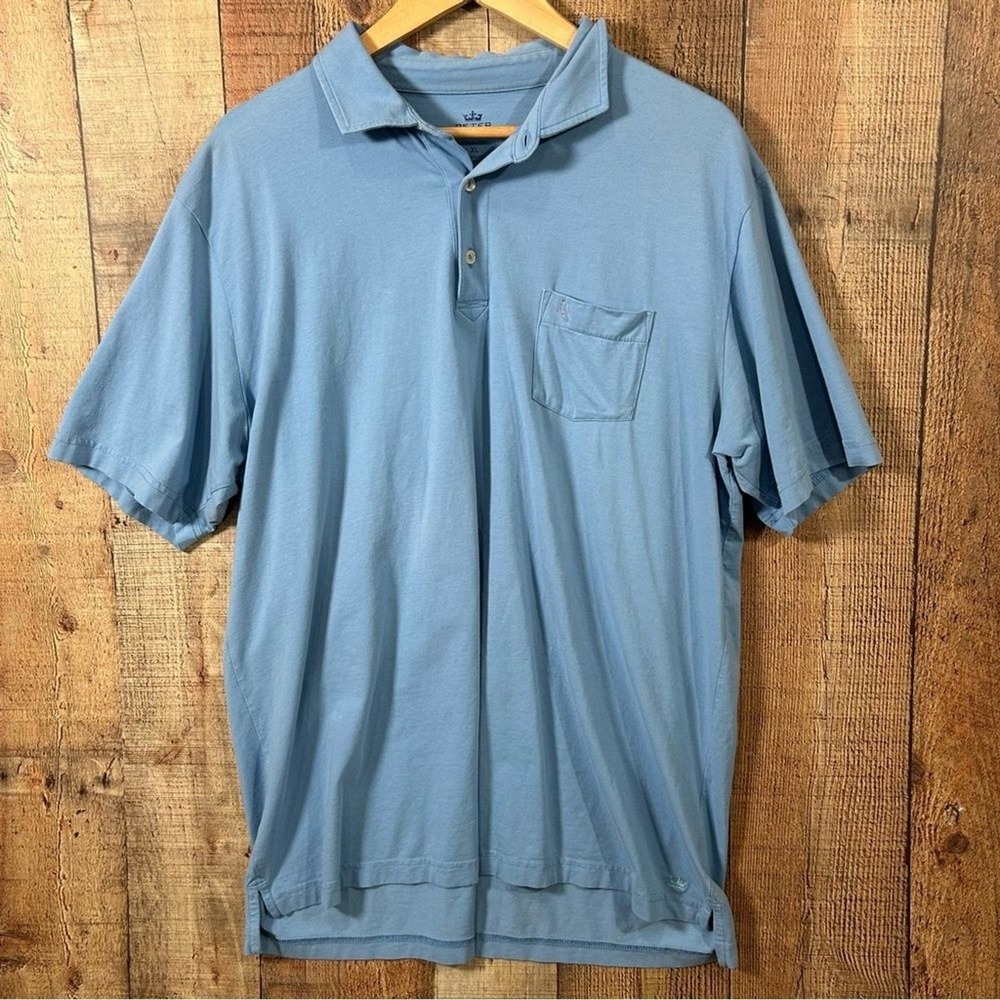 Peter Millar XL Seaside Wash Blue Pocket Polo Shirt Slub Knit Golf Tee Mens